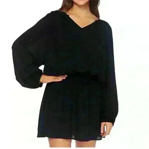 Raisins Womens Long Sleeve Mini Smocked Dress Cover-Up Size Small